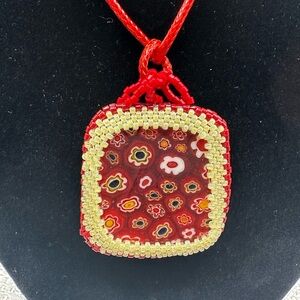 Elegant Multi Color Millefiori glass cabochon Pendant Necklace